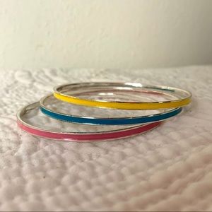 Pink Blue & Yellow Silver Structured Bracelets |OS